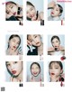 a magazine page with a bunch of pictures of a woman with red lipstick